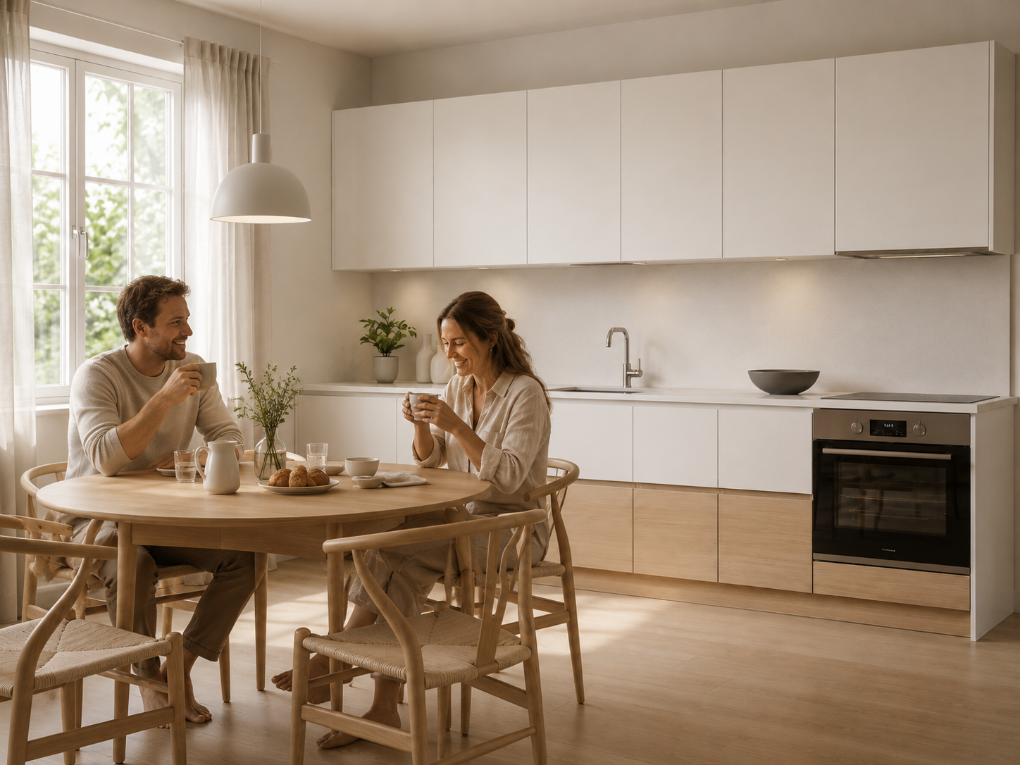 Línea Nord: perspectiva general en tonos hueso y madera, proporción y luz.