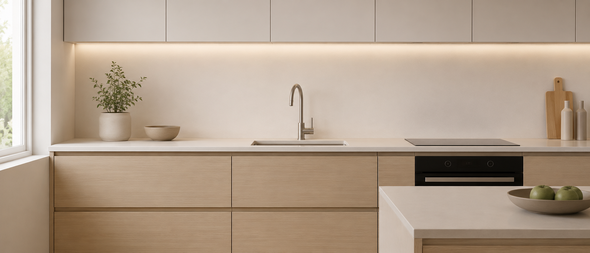 Referencia nivel Essential: cocina clara con buena luz y mobiliario preciso.